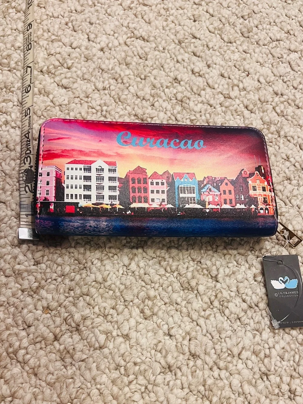 Lily & James Curaçao Large Zip-Around Wallet - Sunset Harbor Print